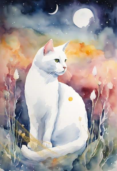 Seeing a white cat at night meaning